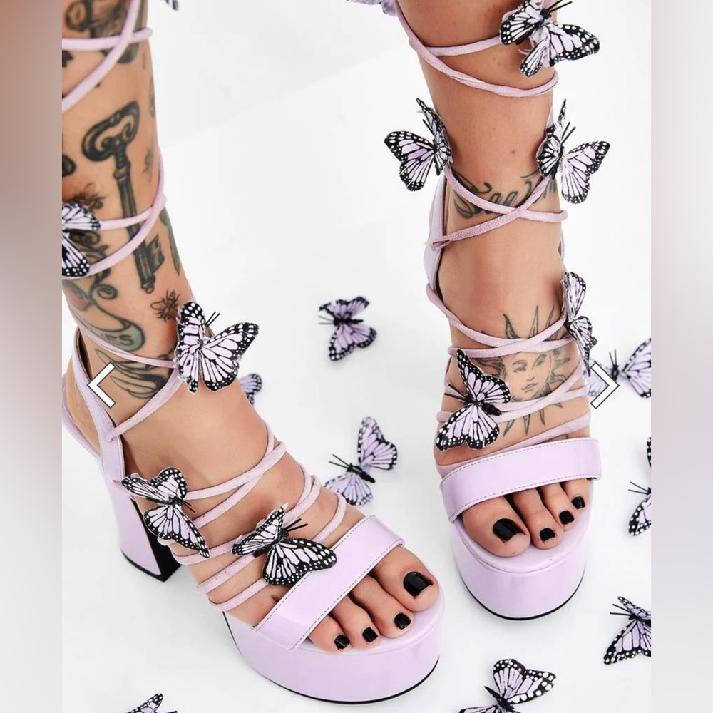 🦋 Sugar Queen: Pixie Queen Lace up Butterfly Heels 🦋